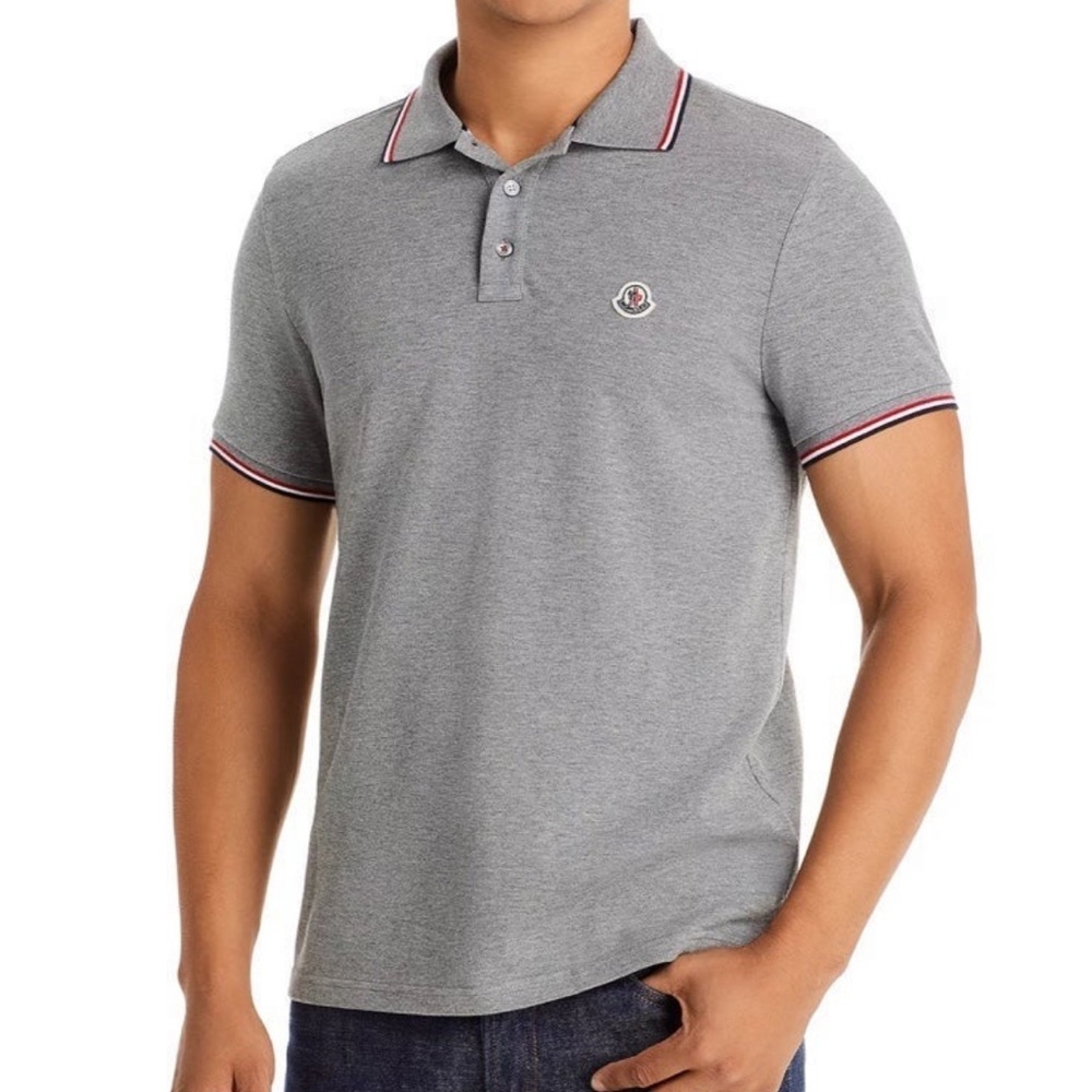 Moncler Short Sleeve Logo Polo Shirt (GREY)